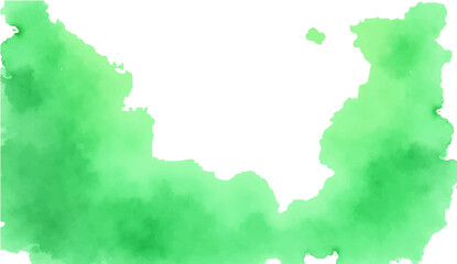 Fototapeta premium Abstract watercolor background featuring green paint splashes and leaf patterns in a vector illustration design with a grunge paper border and nature elements