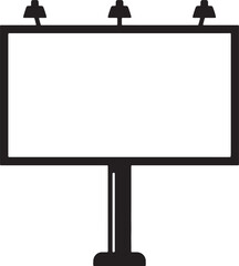 Fototapeta premium Large empty black and white rectangular billboard with three spotlights also transparent background sign