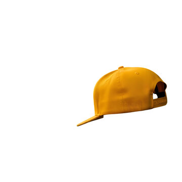A golden yellow baseball cap isolated on transparent background, angled view