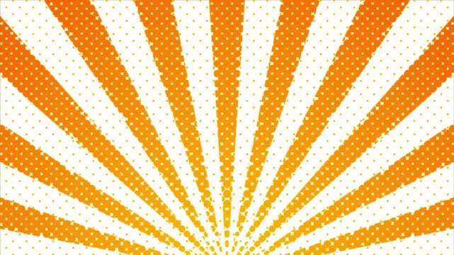 Orange comic style halftone sunbeam background animation. Loop motion design. Suitable for comics, prints, posters, etc.