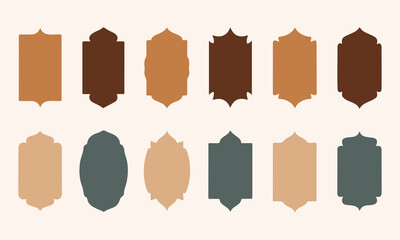Set of Moroccan Arch and Islamic Window Shapes in Earthy Terracotta and Sage Tones