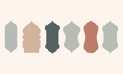 Set of Moroccan Arch and Islamic Window Shapes in Earthy Terracotta and Sage Tones