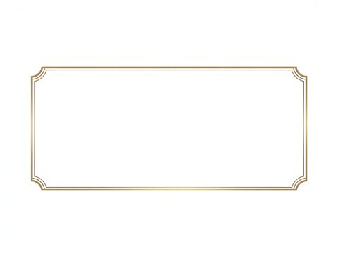 Minimalist gold rectangular frame with decorative corners on white background gold frame decorative frame