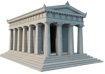 Obraz premium Photorealistic 3 D Rendering of a Classical Greek Temple with Columns and Steps ancient Greece classical architecture