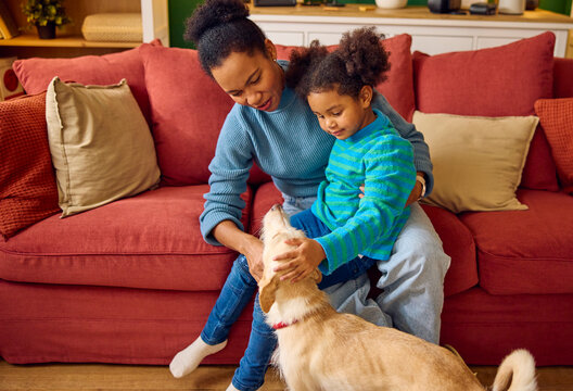 Family moments with a dog