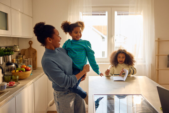 Woman spends time with her daughters