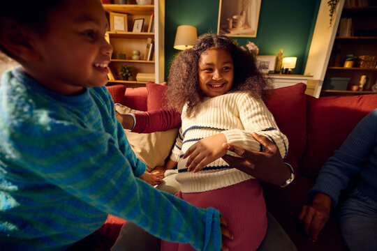 Happy kids spend time with their parents