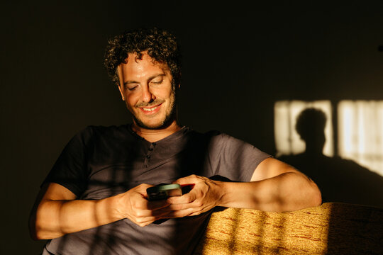 Man using smartphone