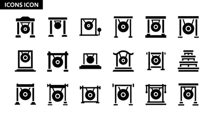Collection of various speaker icons displayed on different stands and backgrounds in a grid layout © Art