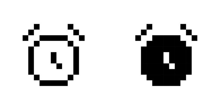 Retro Pixelated Alarm Clock Icon Set