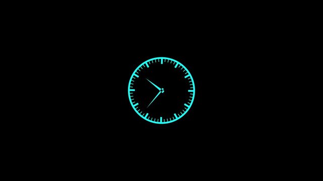 spinning clock animation. time lapse of clock icon. Clock Time Lapse Black clock icon with moving arrows in 24 hour loop. Stopwatch animation. Alpha channel.4k video animation.