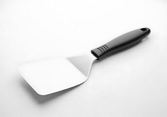 Sleek black pizza cutter on white background for culinary use