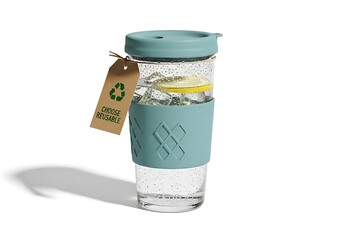 Reusable eco-friendly glass water bottle with silicone sleeve