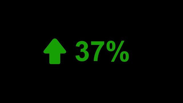 37 percent growth with green arrow animation