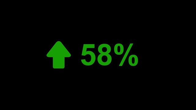 58 percent growth with green arrow animation