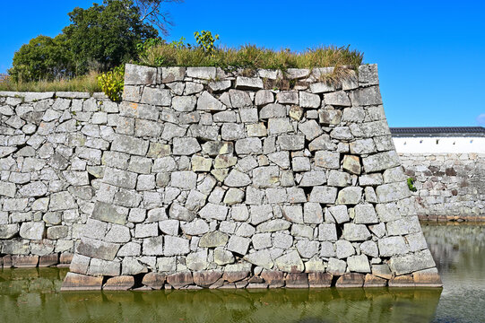 Scenery of Ako castle ruins, Stone wall of Yokoya Masugata, Ako city, Hyogo prefecture, Japan
