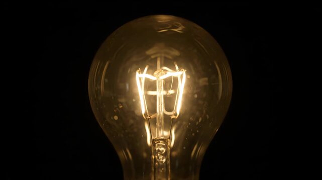 Incandescent light bulb filament ignites bringing forth brilliant illumination.