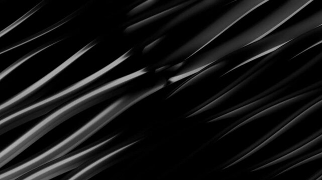 Dark abstract background with vertical glossy black lines creating a subtle striped pattern and smooth flowing texture for modern minimalist design projects