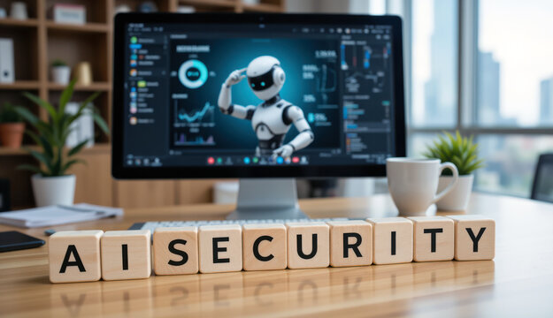 Artificial Intelligence AI security protocol for data protection and threat prevention against cyber attack, using machine learning defense software to secure server information and safety