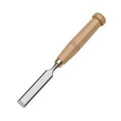 Fototapeta premium Wood Chisel Hand Tool Carpentry Woodworking Craftsmanship Equipment Isolated White