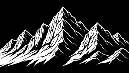 Dramatic White Mountain Peaks Silhouette Against Black Sky - Majestic Alpine Landscape