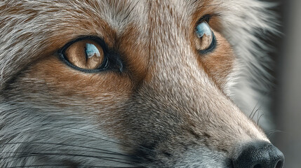 Obraz premium Red fox close-up with intense focused eyes