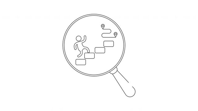 Magnifying Glass and Stairs - Continuous Line Art Animation.