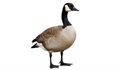 A Canadian goose standing alone on a transparent background