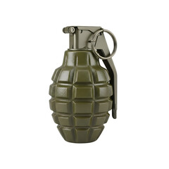 Fototapeta premium Single hand grenade. Detailed military explosive object, ready for design use, isolated on white or transparent background. PNG format.