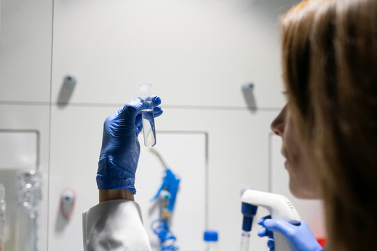 Scientist Examines Sample in Laboratory Setting