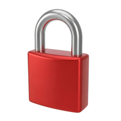 Naklejka premium A vibrant red padlock with a shiny silver handle, symbolizing security and protection. isolated on transparent background