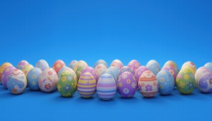 easter eggs on blue background background