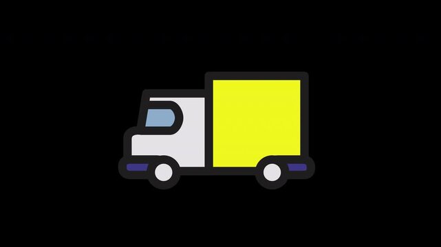 2D Animation of Shipping Truck for Logistics and E-commerce, Transparent Background