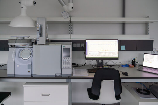 Laboratory Setup With Scientific Equipment and Computers