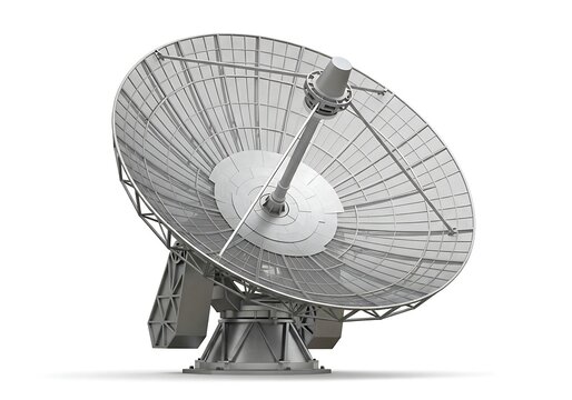 A large satellite dish on a white background