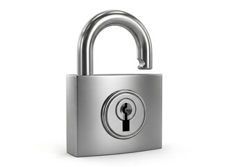 Naklejka premium A silver padlock with a keyhole on a white background