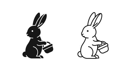 Fototapeta premium Easter bunny drums black white Vector