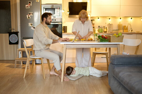 Family Life in a Cozy Home Kitchen