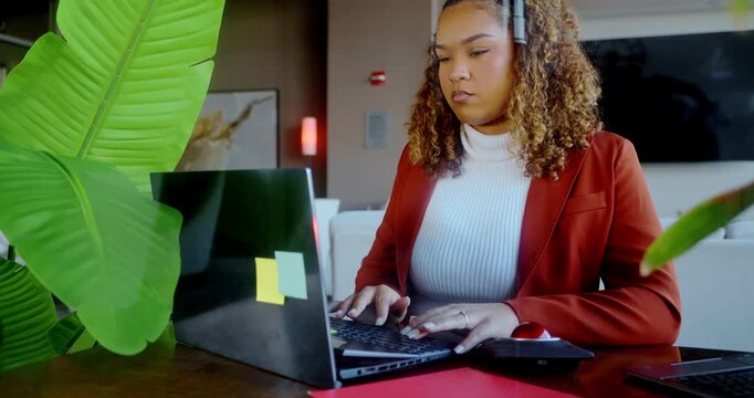 Focused Woman Working in Modern Office