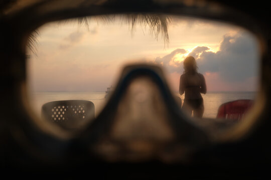 Beach Evening Framed by Diving Mask