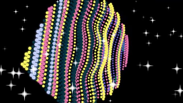 Colorful Dots Forming Wavy Patterns in Space.