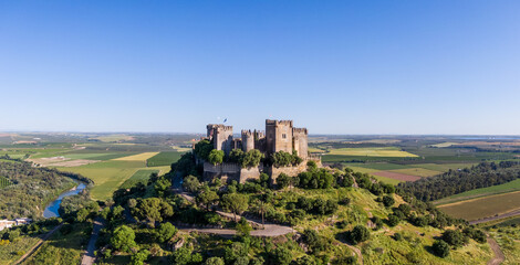 Obraz premium Aerial view of Almodovar del Rio castle, Spain