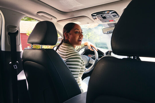 Female driver in a car