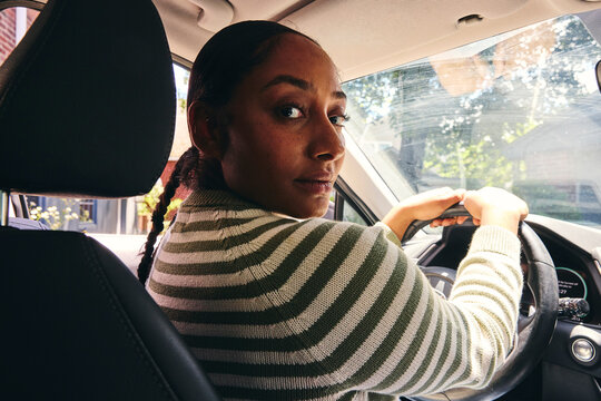 Female driver in a car