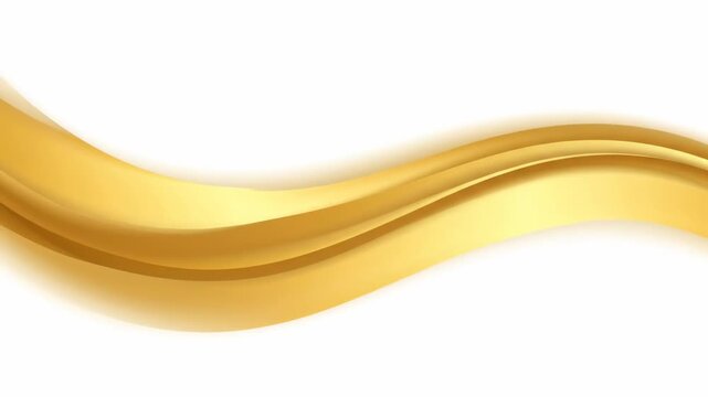 A flowing, golden wave design with soft gradients on a white background