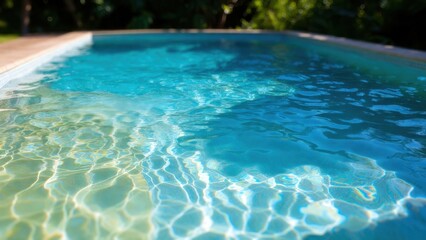 Fototapeta premium Swimming pool water reflecting sunlight at pool edge.