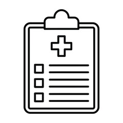 Obraz premium Simple Medical Clipboard with Cross Icon and Checklist - Healthcare Vector