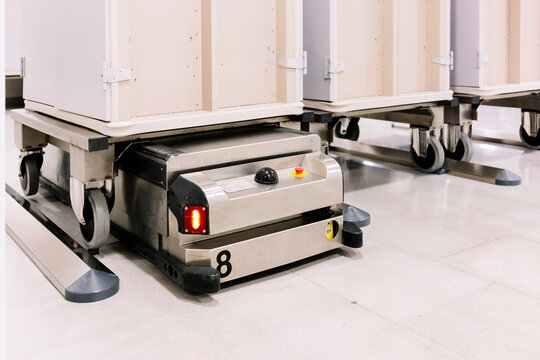 Autonomous robot transporting medical supplies in hospital pharmacy