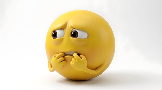 Anxious Yellow Emoji Character Biting Fingers