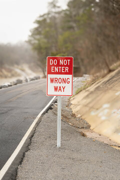 Red and white, do not enter wrong way sign